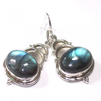 Pure silver blue fire labradorite drop earrings